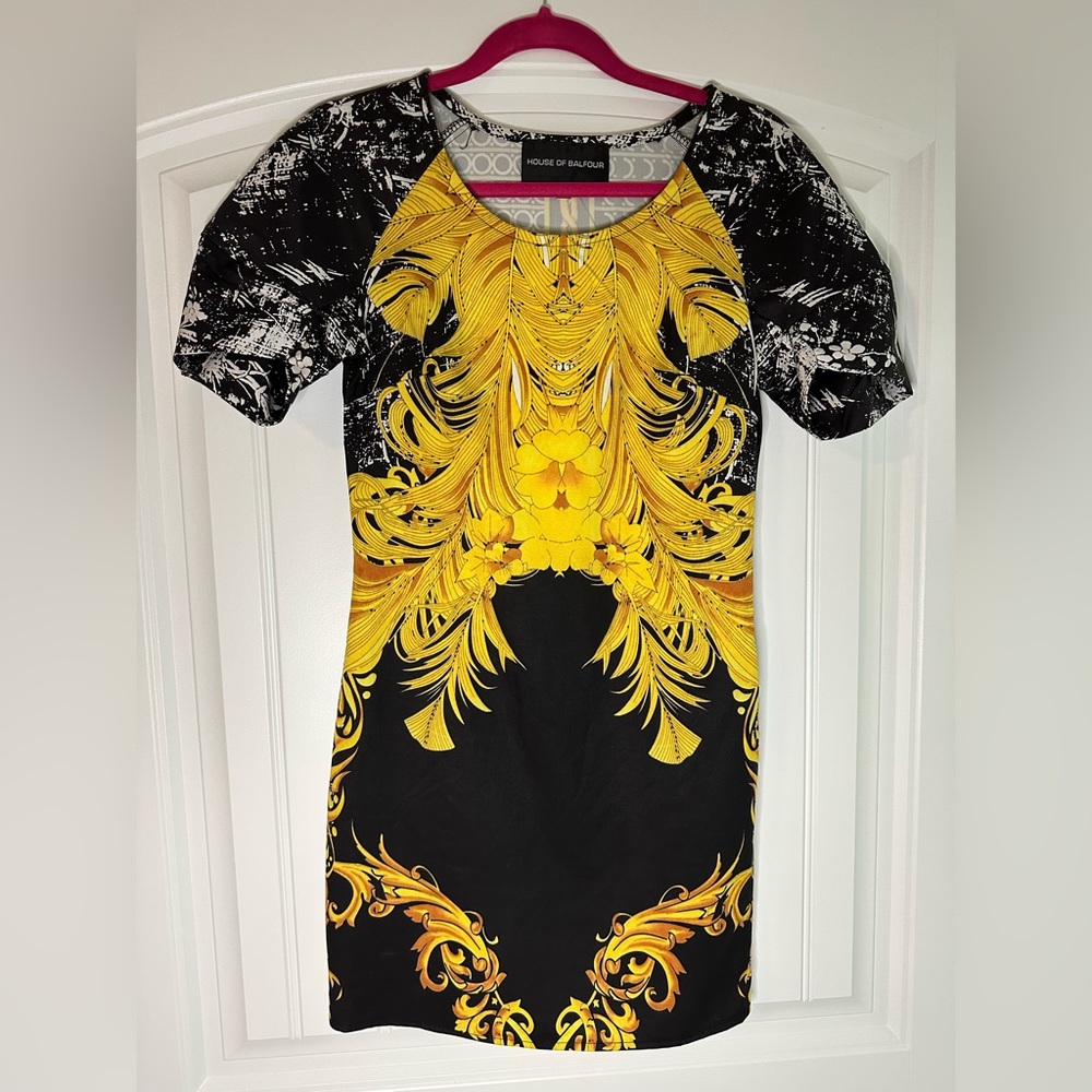 Yellow and Black mini dress